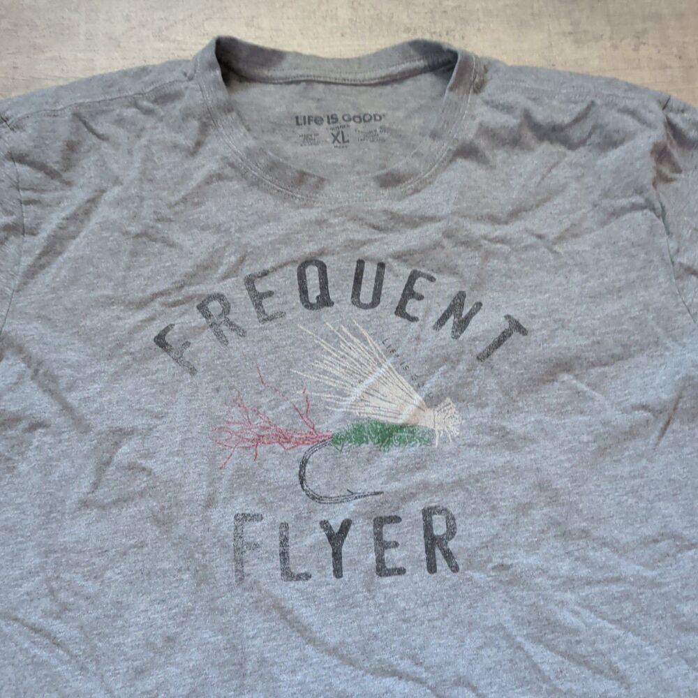 Life Is Good “Frequent Flyer” T-Shirt Mens XL Heather Grey EUC - Picture 3 of 6